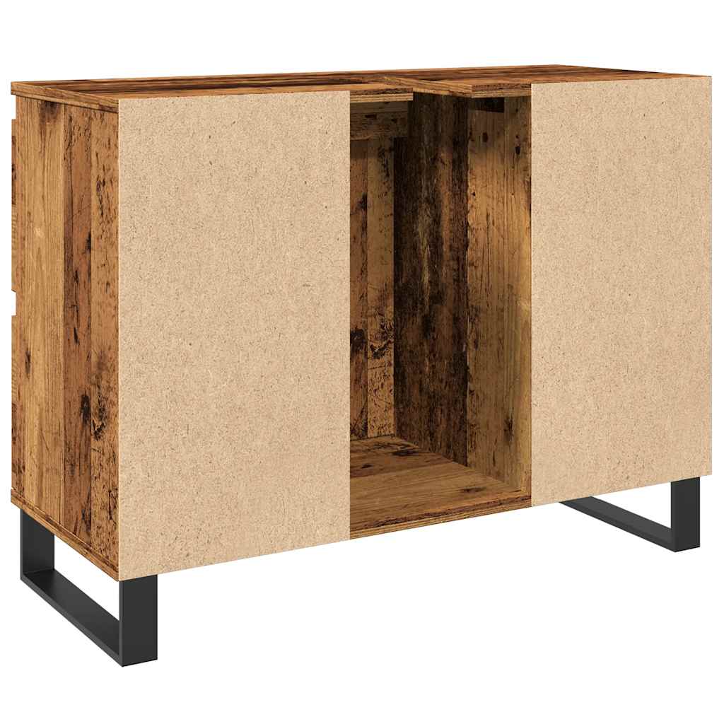 Armoire de salle de bain vieux bois 80x33x60 cm bois ingénierie - XIOS