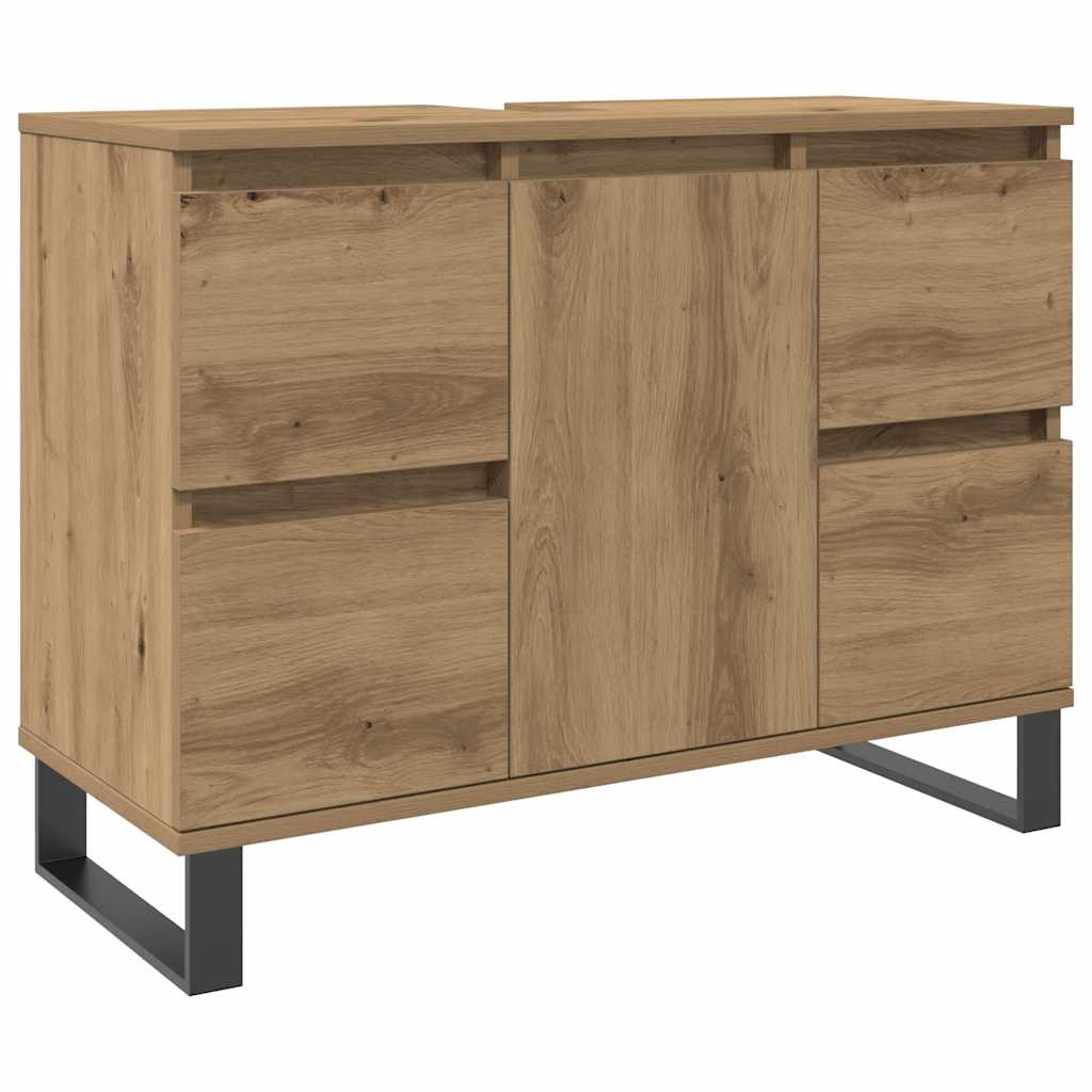 Armoire de lavabo de salle de bain chêne artisanal 65x33x60 cm - XIOS