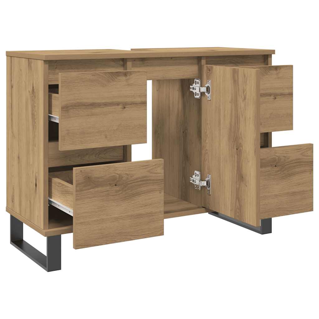 Armoire de lavabo de salle de bain chêne artisanal 65x33x60 cm - XIOS
