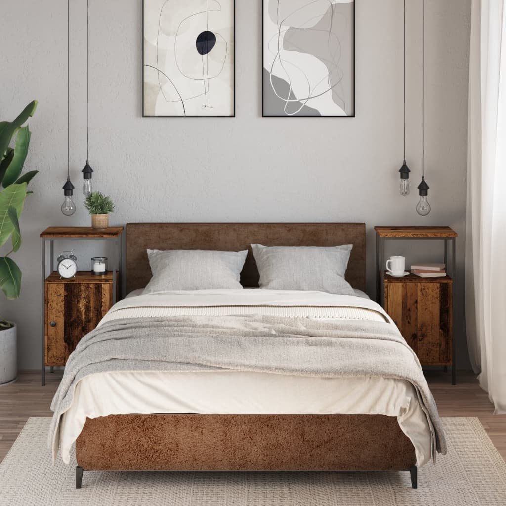 Tables de chevet 2 pcs vieux bois 41x31x80 cm bois d'ingénierie - XIOS