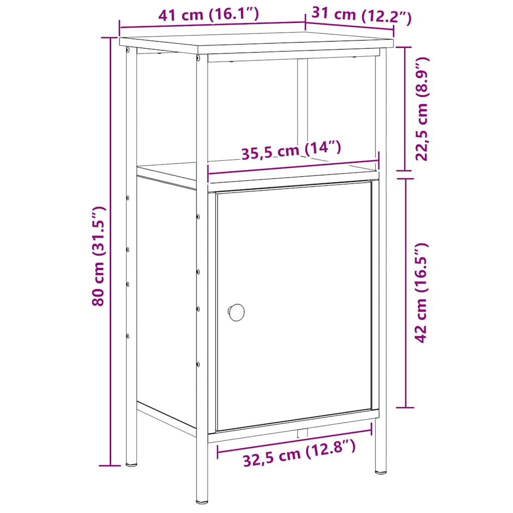 Table de chevet chêne artisanal 41x31x80 cm bois d'ingénierie - XIOS