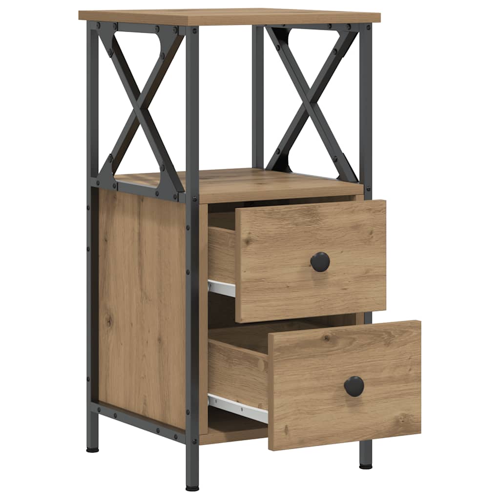 Table de chevet chêne artisanal 34x35,5x70 cm bois d'ingénierie - XIOS