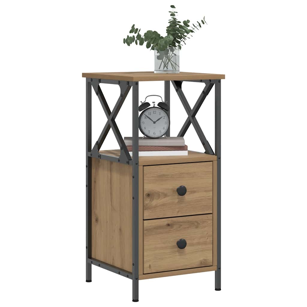 Table de chevet chêne artisanal 34x35,5x70 cm bois d'ingénierie - XIOS