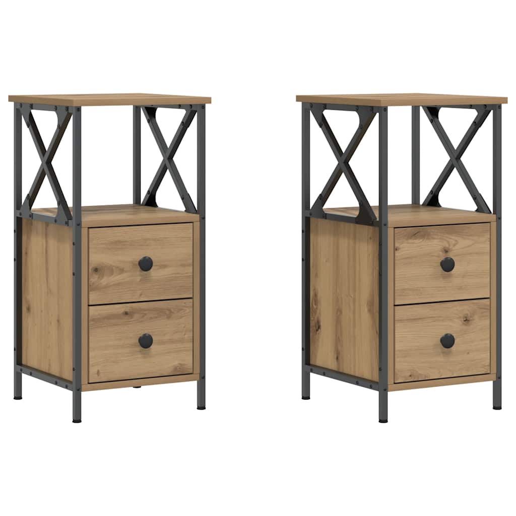 Tables de chevet 2 pcs chêne artisanal bois d'ingénierie - XIOS