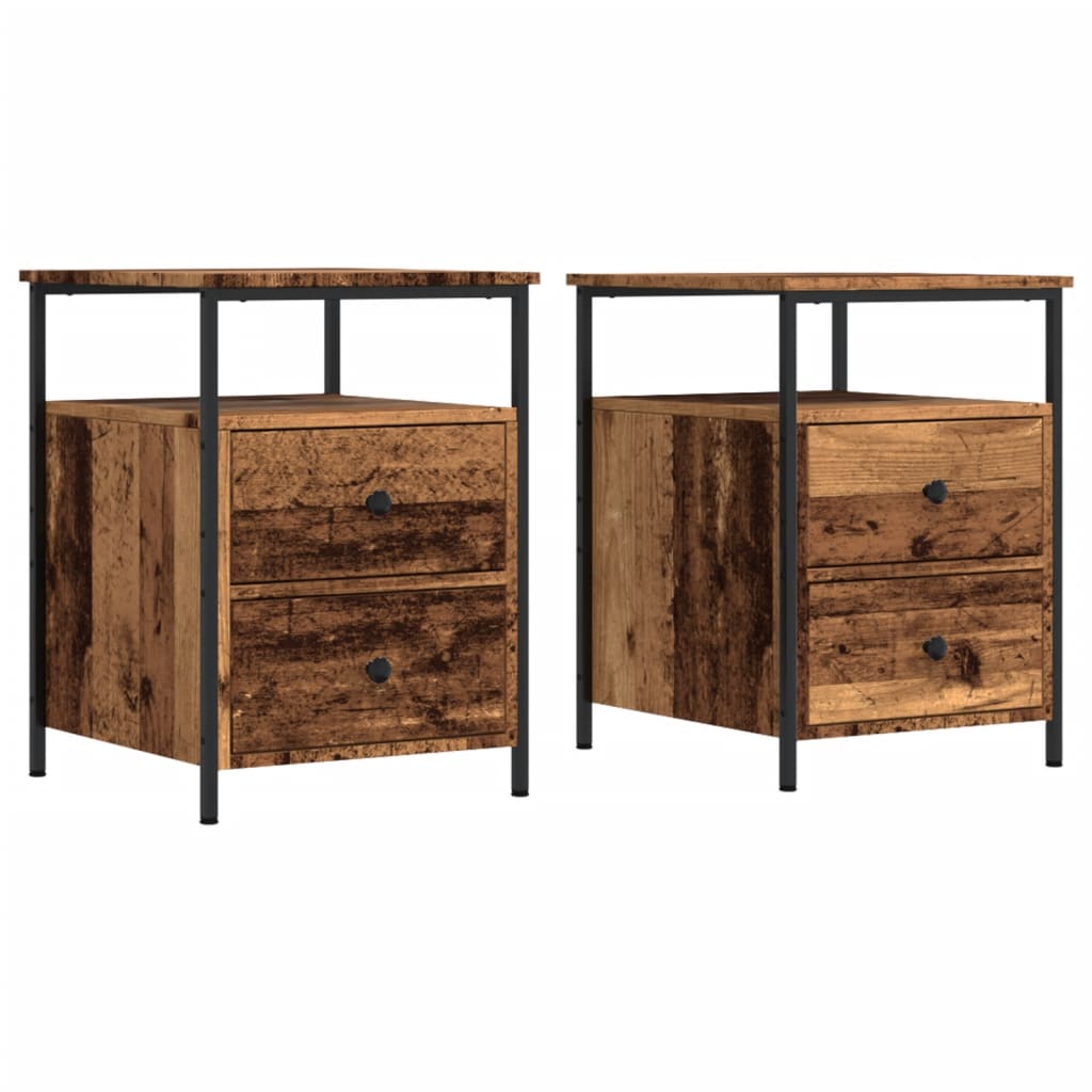 Tables de chevet 2 pcs vieux bois 44x45x60 cm bois d'ingénierie - XIOS
