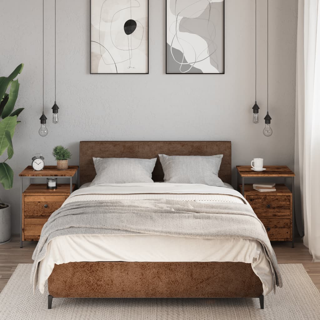 Tables de chevet 2 pcs vieux bois 44x45x60 cm bois d'ingénierie - XIOS