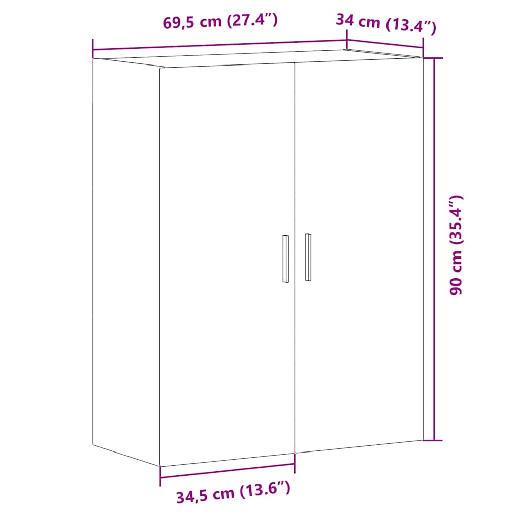Armoire murale vieux bois 69,5x34x90 cm - XIOS