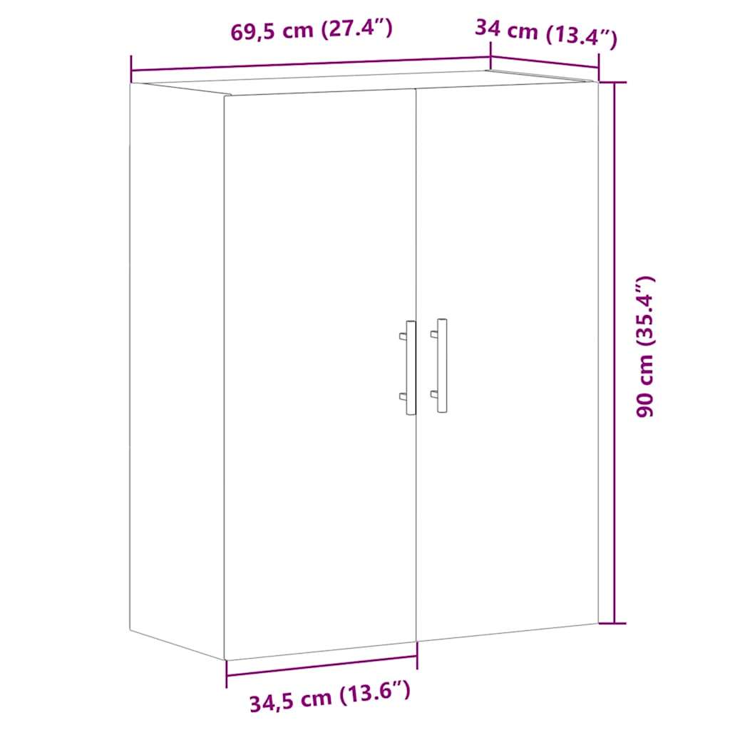Armoire murale chêne artisanal 69,5x34x90 cm - XIOS