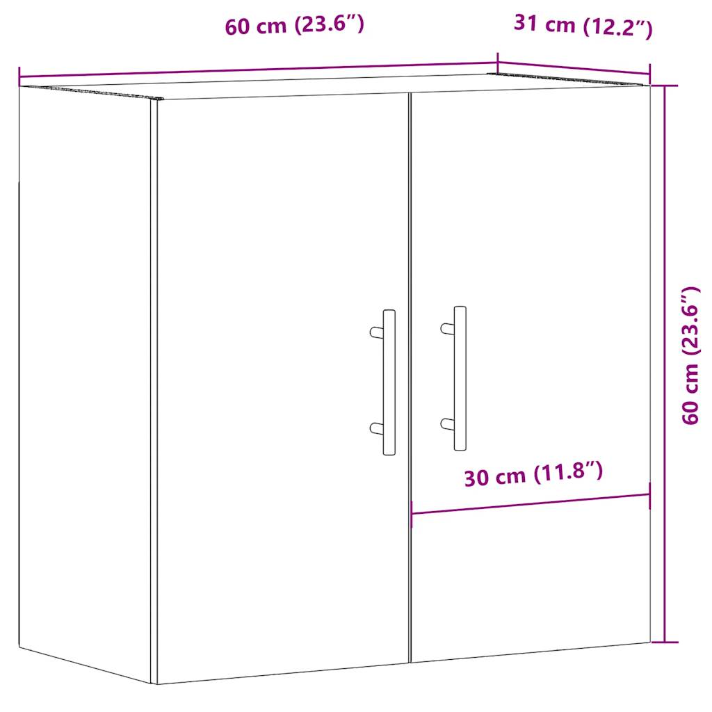 Armoire murale chêne artisanal 60x31x60 cm bois d'ingénierie