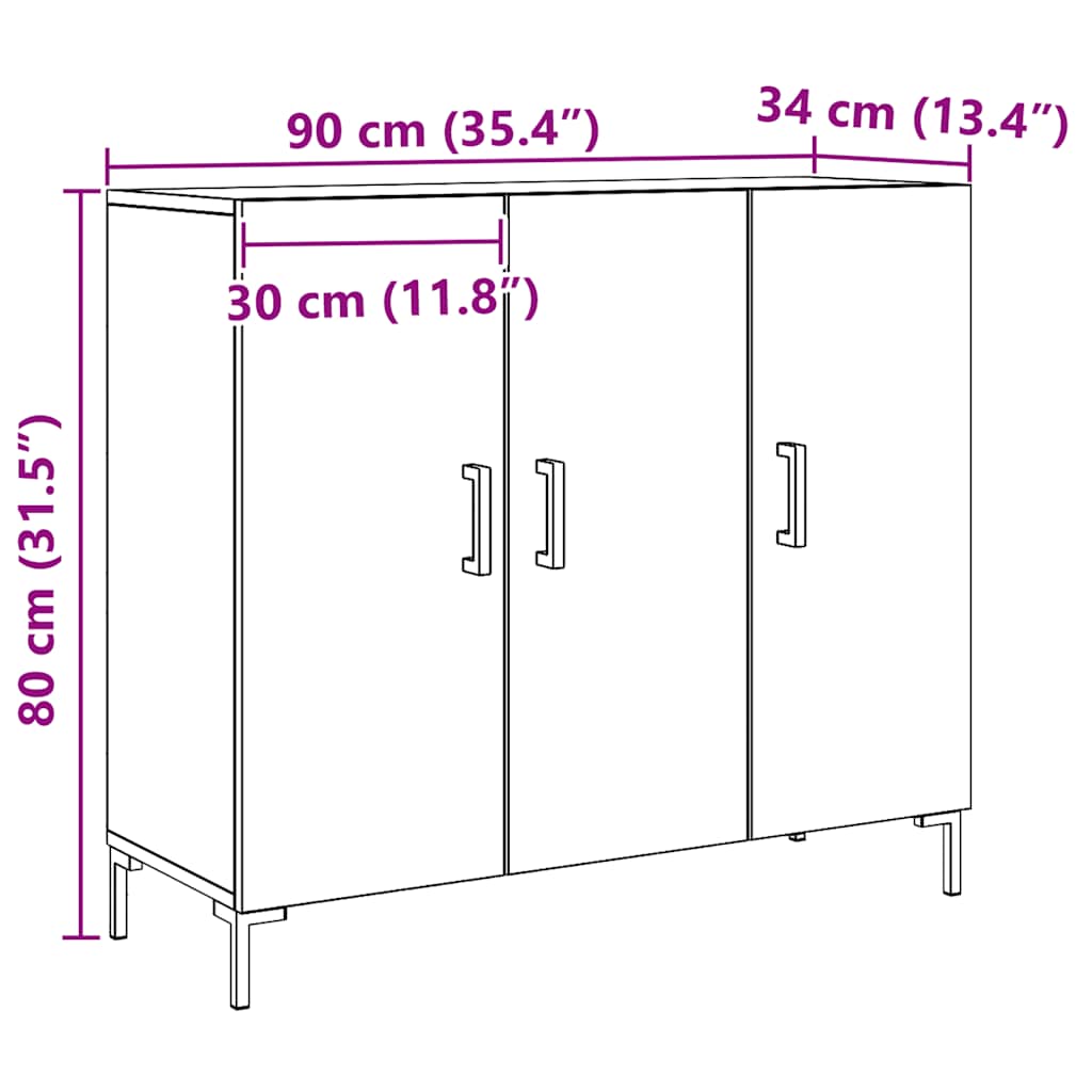 Buffet chêne artisanal 90x34x80 cm bois d'ingénierie - XIOS