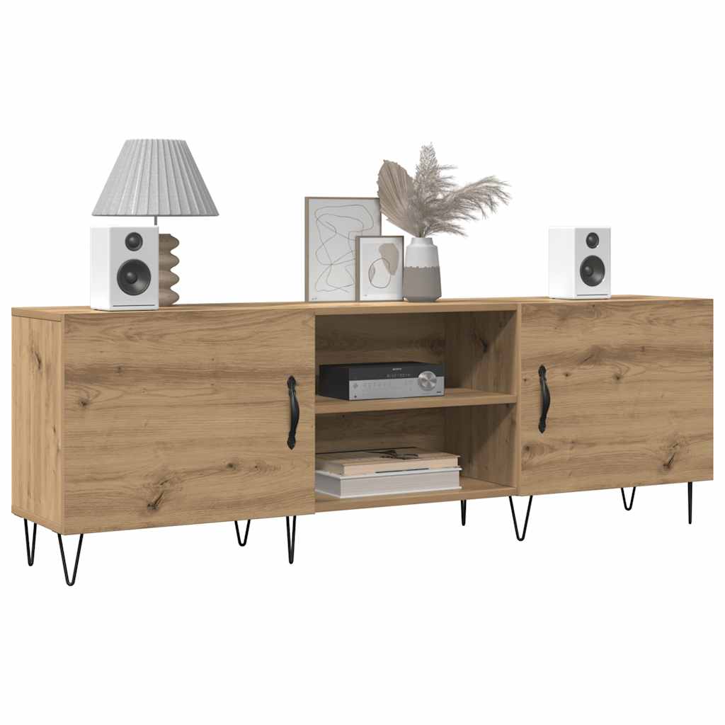 Meuble TV chêne artisanal 150x30x50 cm bois d'ingénierie - XIOS