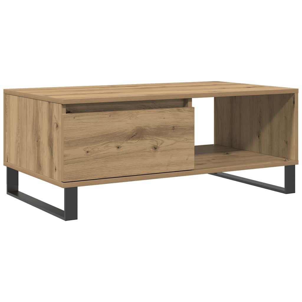 Table basse chêne artisanal 90x50x36,5 cm bois d'ingénierie - XIOS