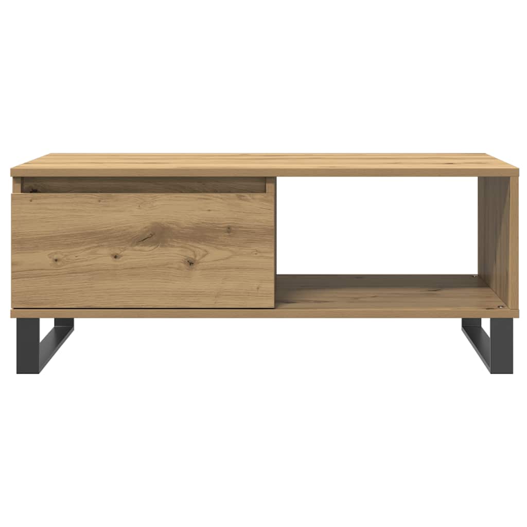 Table basse chêne artisanal 90x50x36,5 cm bois d'ingénierie - XIOS