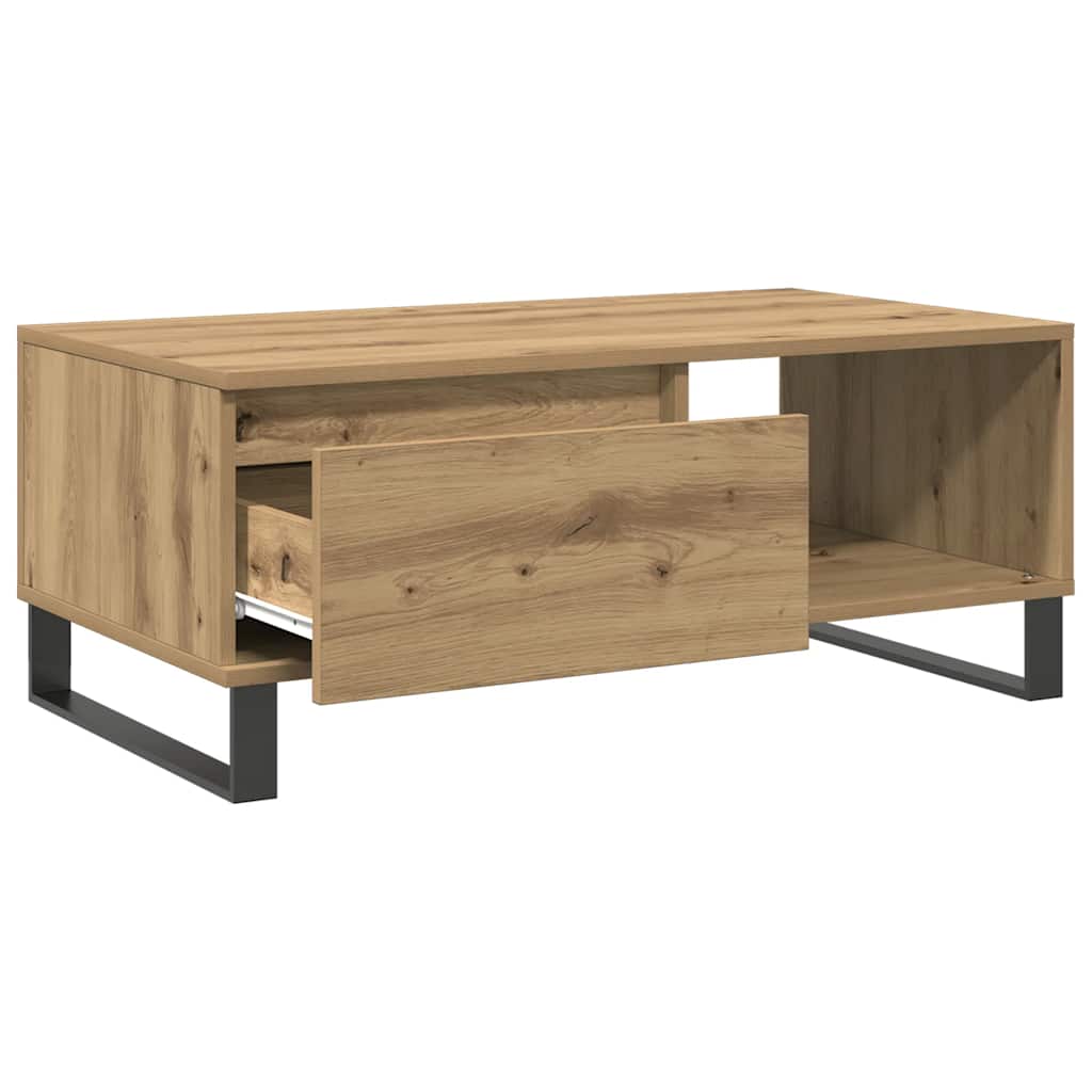 Table basse chêne artisanal 90x50x36,5 cm bois d'ingénierie - XIOS