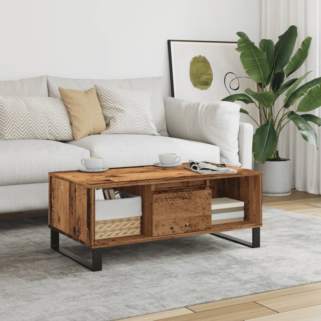 Table basse vieux bois 90x50x36,5 cm bois d'ingénierie - XIOS