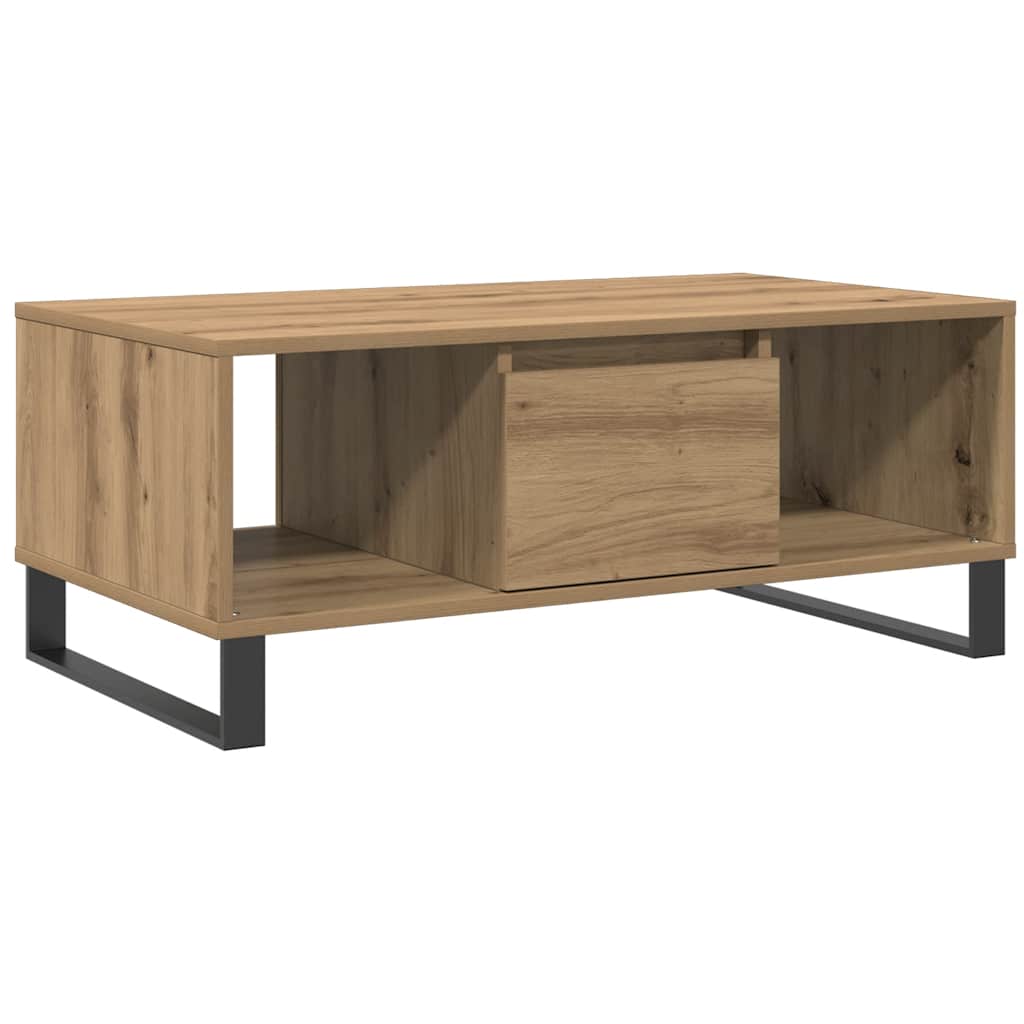 Table basse chêne artisanal 90x50x36,5 cm bois d'ingénierie - XIOS