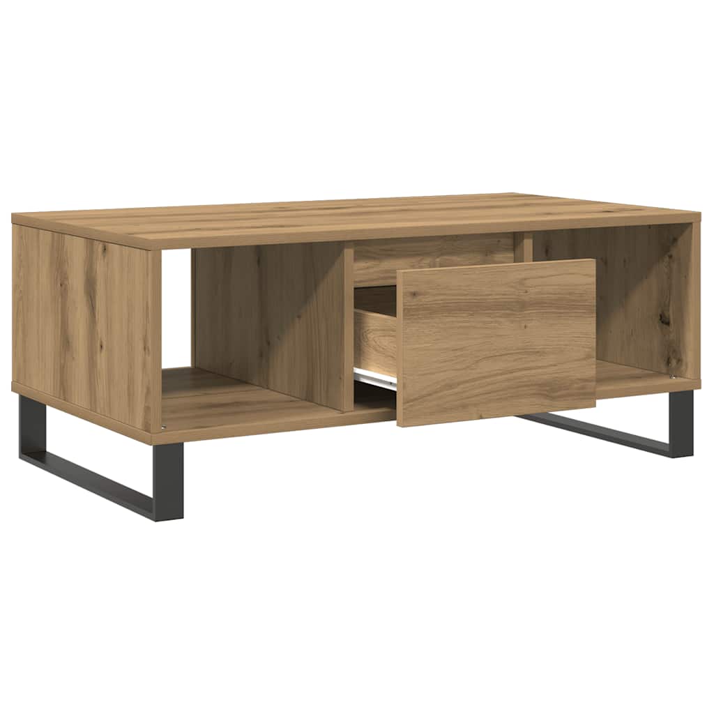 Table basse chêne artisanal 90x50x36,5 cm bois d'ingénierie - XIOS