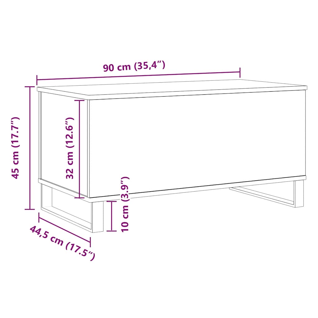 Table basse chêne artisanal 90x44,5x45 cm bois d'ingénierie - XIOS