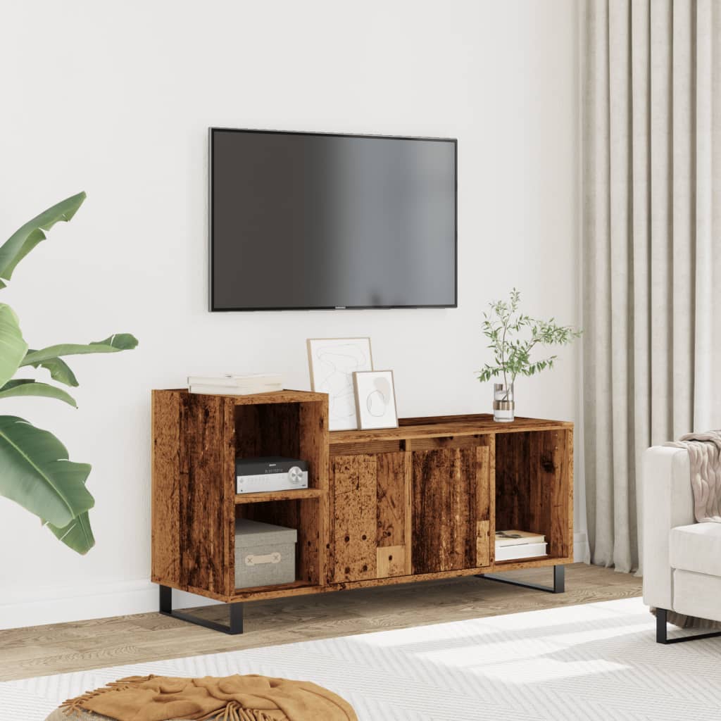 Meuble TV vieux bois 100x35x55 cm bois d'ingénierie - XIOS
