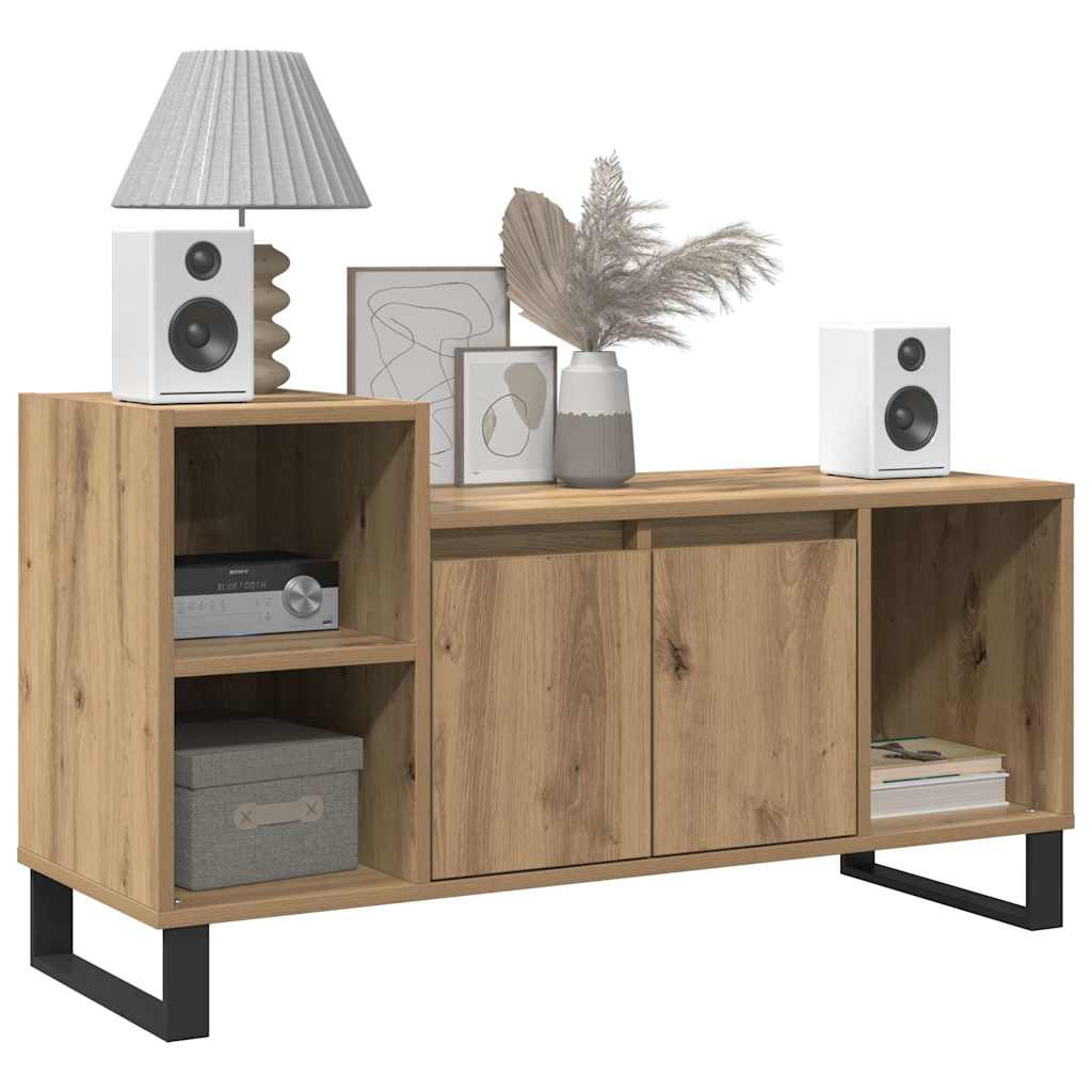 Meuble TV chêne artisanal 100x35x55 cm bois d'ingénierie - XIOS