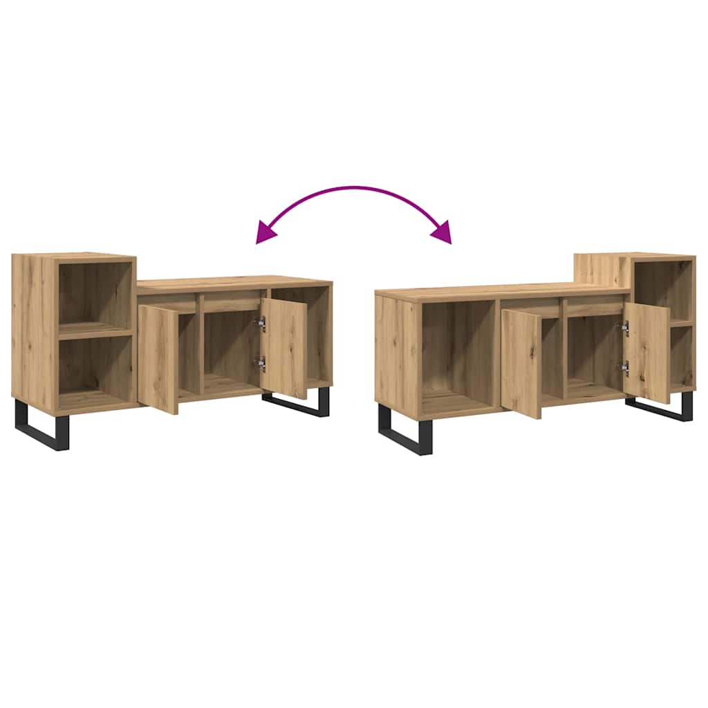 Meuble TV chêne artisanal 100x35x55 cm bois d'ingénierie - XIOS