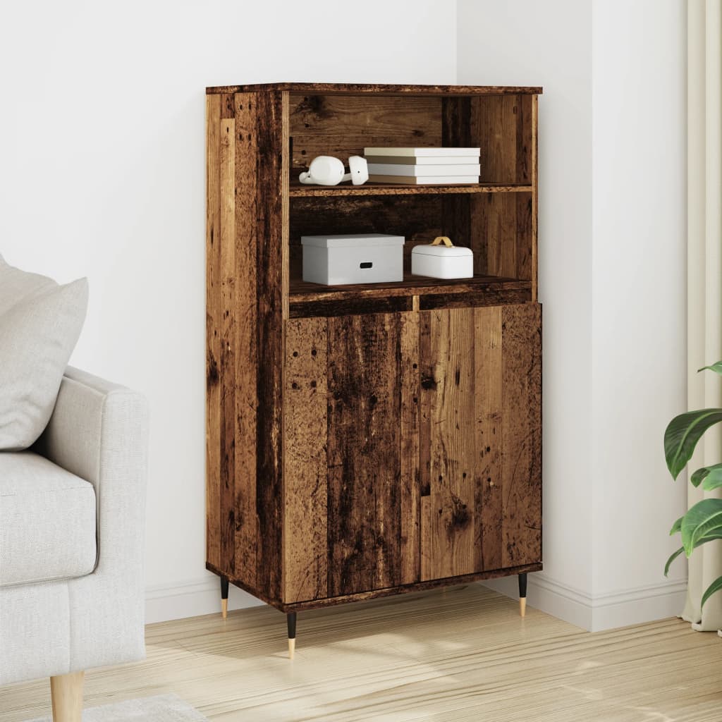 Buffet haut vieux bois 60x36x110 cm bois d'ingénierie - XIOS