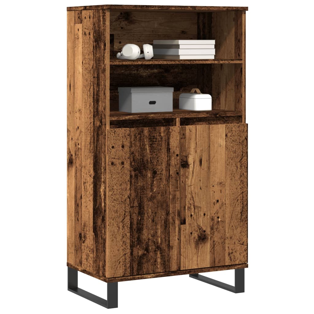 Buffet haut vieux bois 60x36x110 cm bois d'ingénierie - XIOS