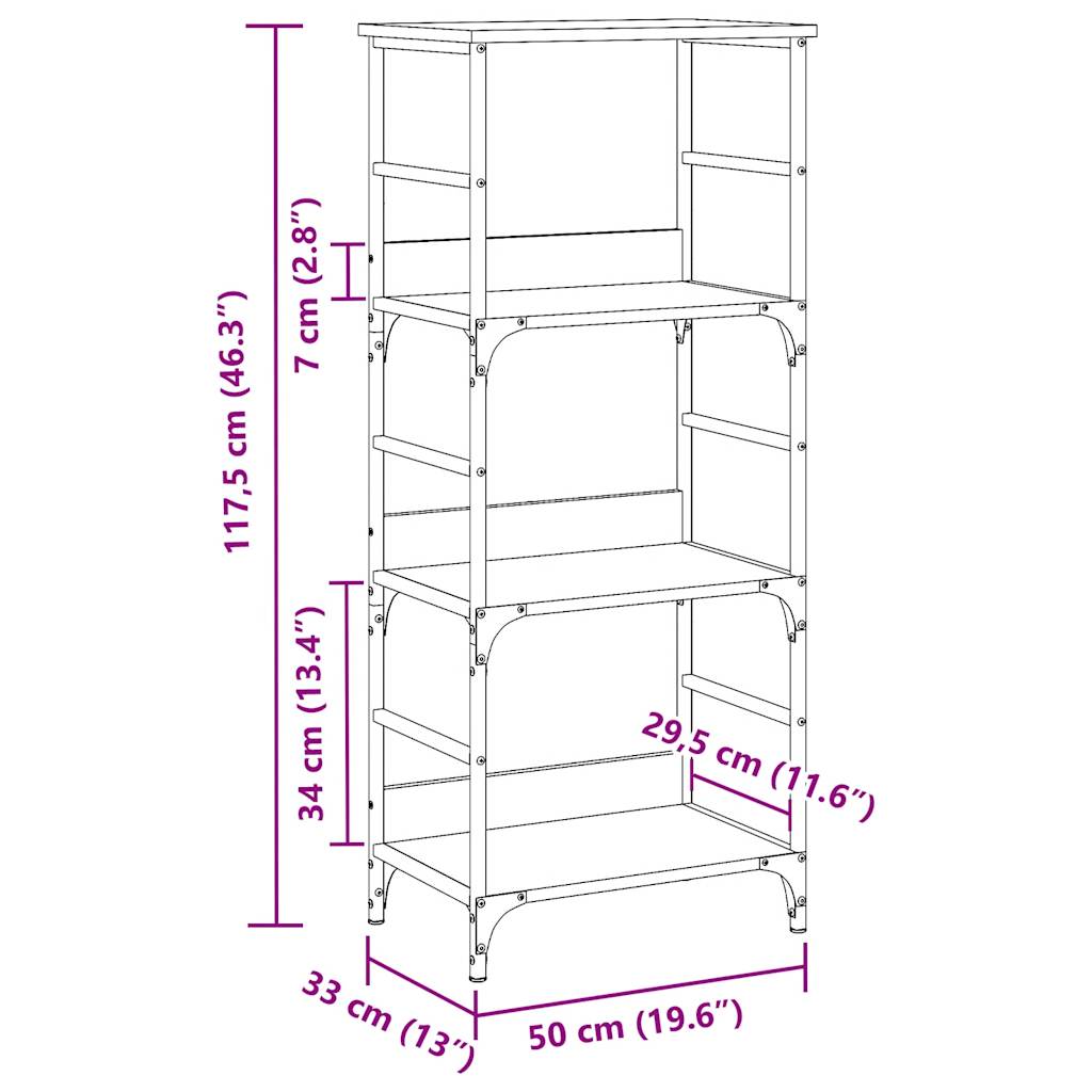 Bibliothèque chêne artisanal 50x33x117,5 cm bois d'ingénierie - XIOS