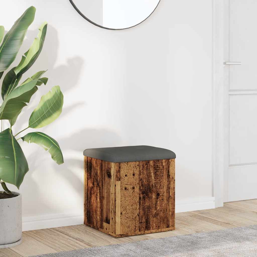 Banc de rangement vieux bois 42x42x45 cm bois d'ingénierie - XIOS