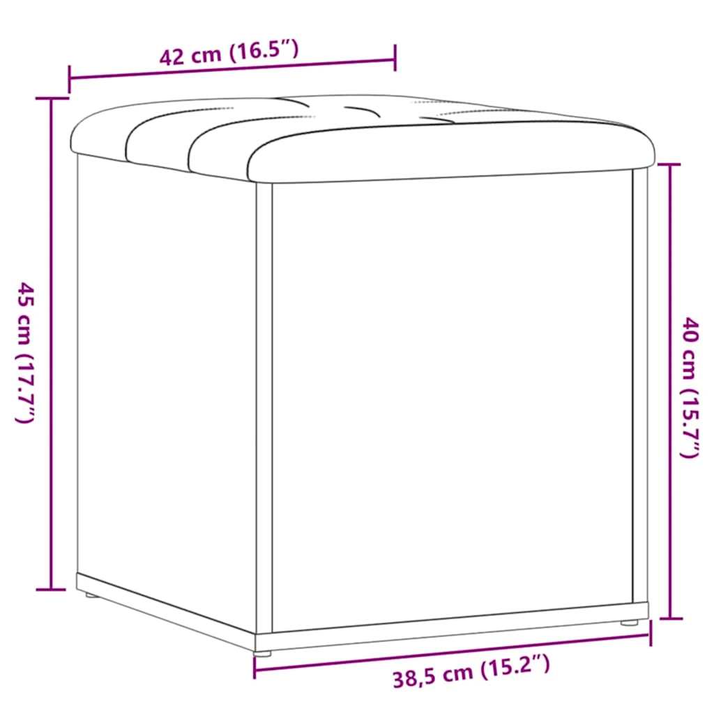 Banc de rangement chêne artisanal 42x42x45 cm bois d'ingénierie - XIOS