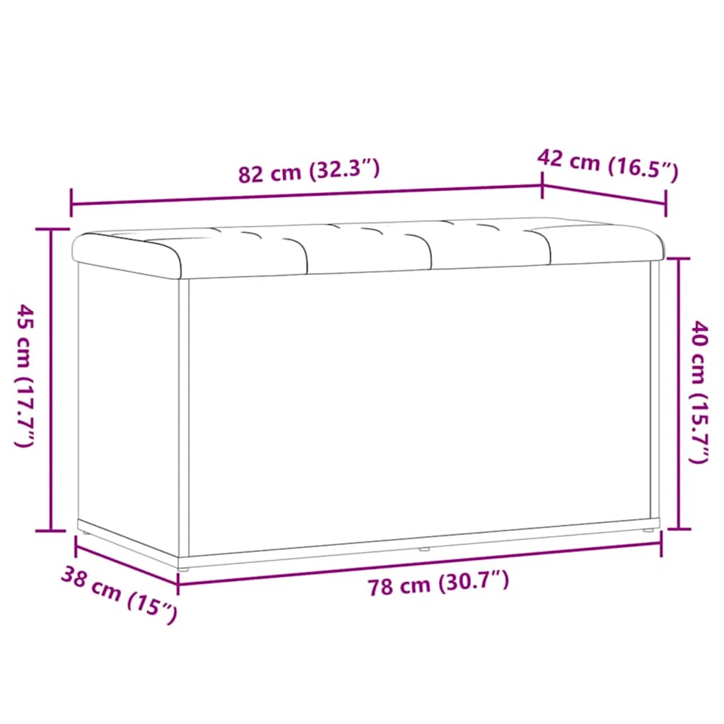 Banc de rangement chêne artisanal 82x42x45 cm bois d'ingénierie - XIOS