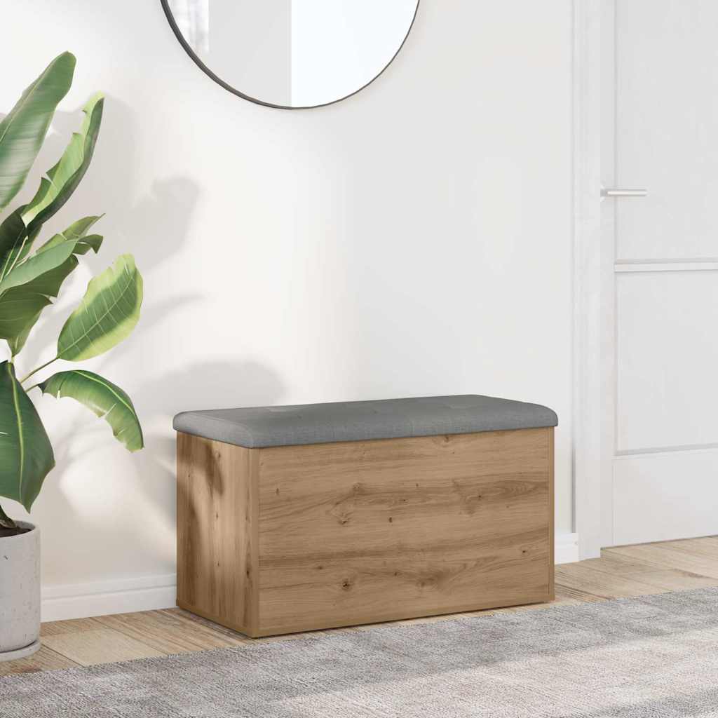 Banc de rangement chêne artisanal 82x42x45 cm bois d'ingénierie - XIOS