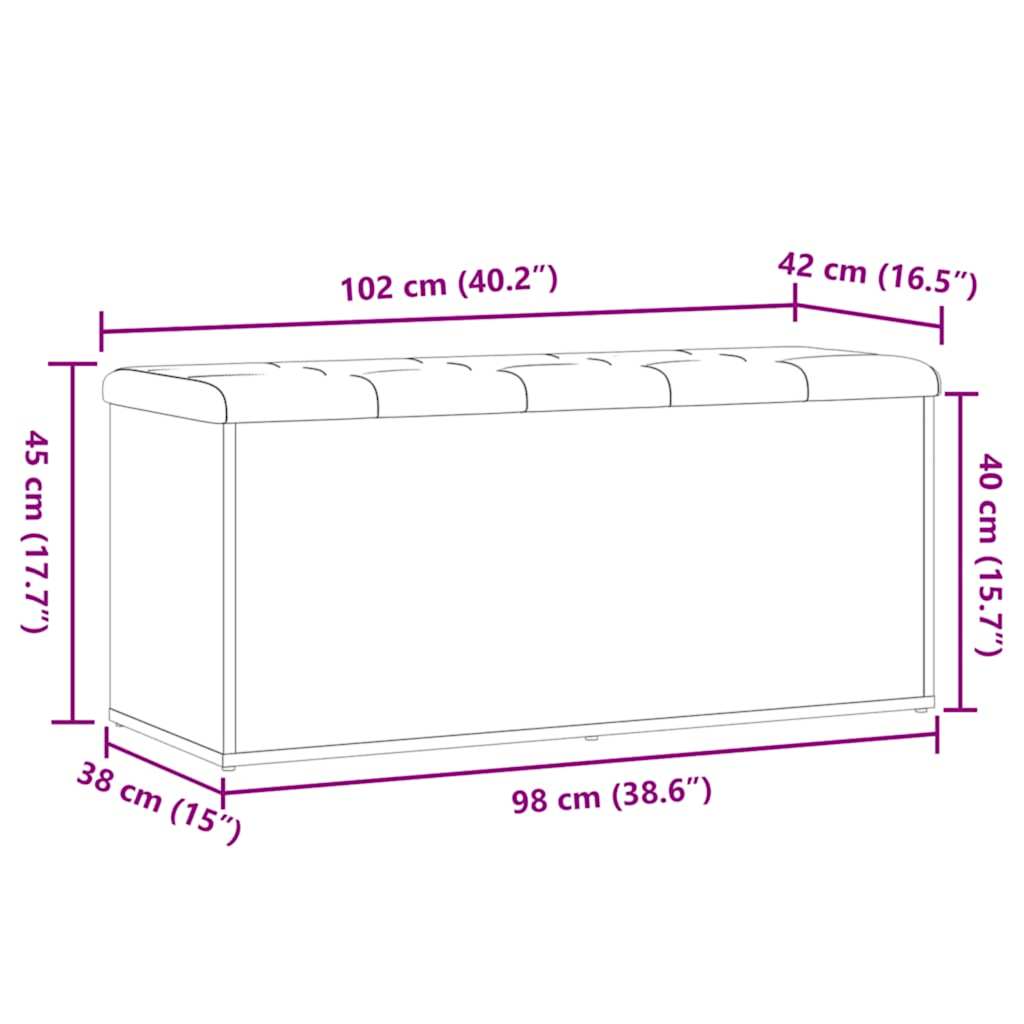Banc de rangement chêne artisanal 102x42x45cm bois d'ingénierie - XIOS