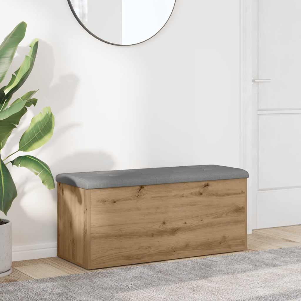 Banc de rangement chêne artisanal 102x42x45cm bois d'ingénierie - XIOS