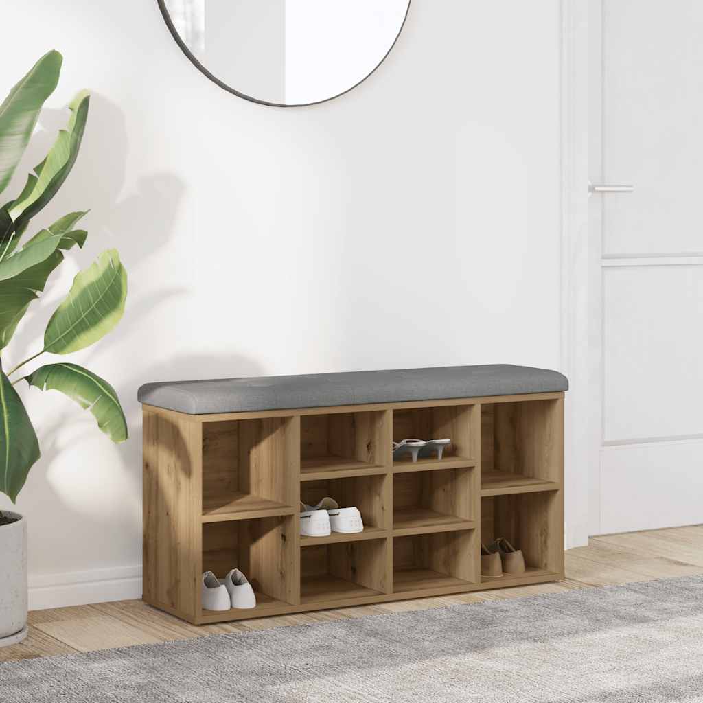 Banc à chaussures chêne artisanal 82x32x45,5 cm bois ingénierie - XIOS