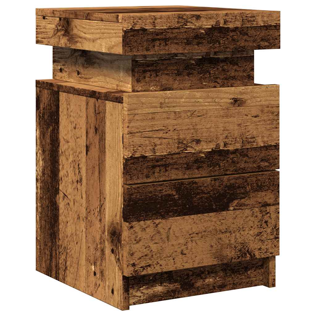 Table de chevet et LED vieux bois 35x39x55 cm bois d'ingénierie - XIOS