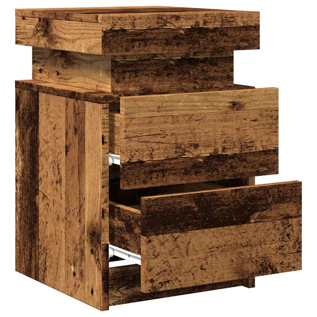 Table de chevet et LED vieux bois 35x39x55 cm bois d'ingénierie - XIOS