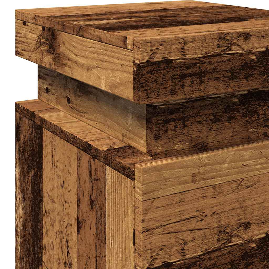 Table de chevet et LED vieux bois 35x39x55 cm bois d'ingénierie - XIOS