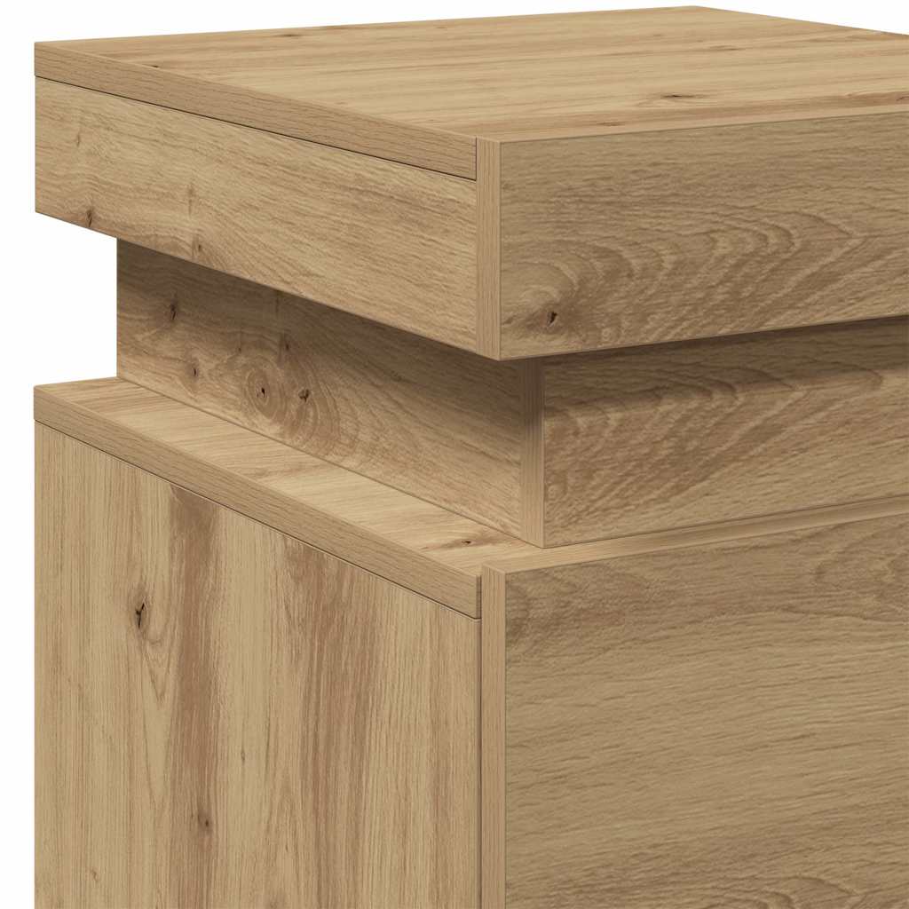 Table de chevet avec LED chêne artisanal bois d'ingénierie - XIOS