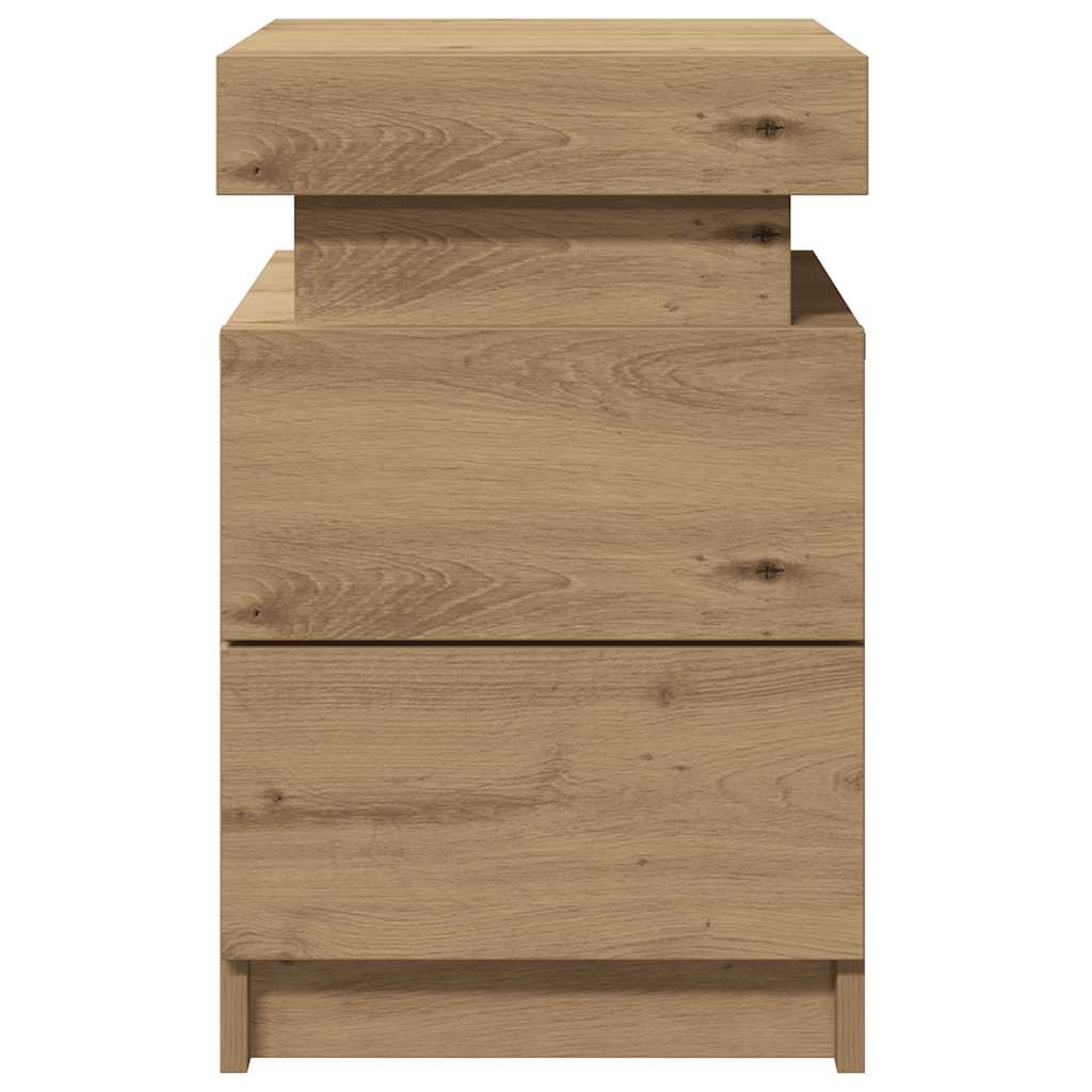 Tables de chevet avec LED 2 pcs chêne artisanal bois ingénierie - XIOS