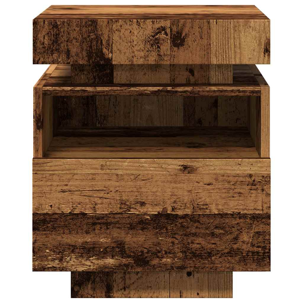 Armoires de chevet et lumières LED 2pcs vieux bois 40x39x48,5cm - XIOS