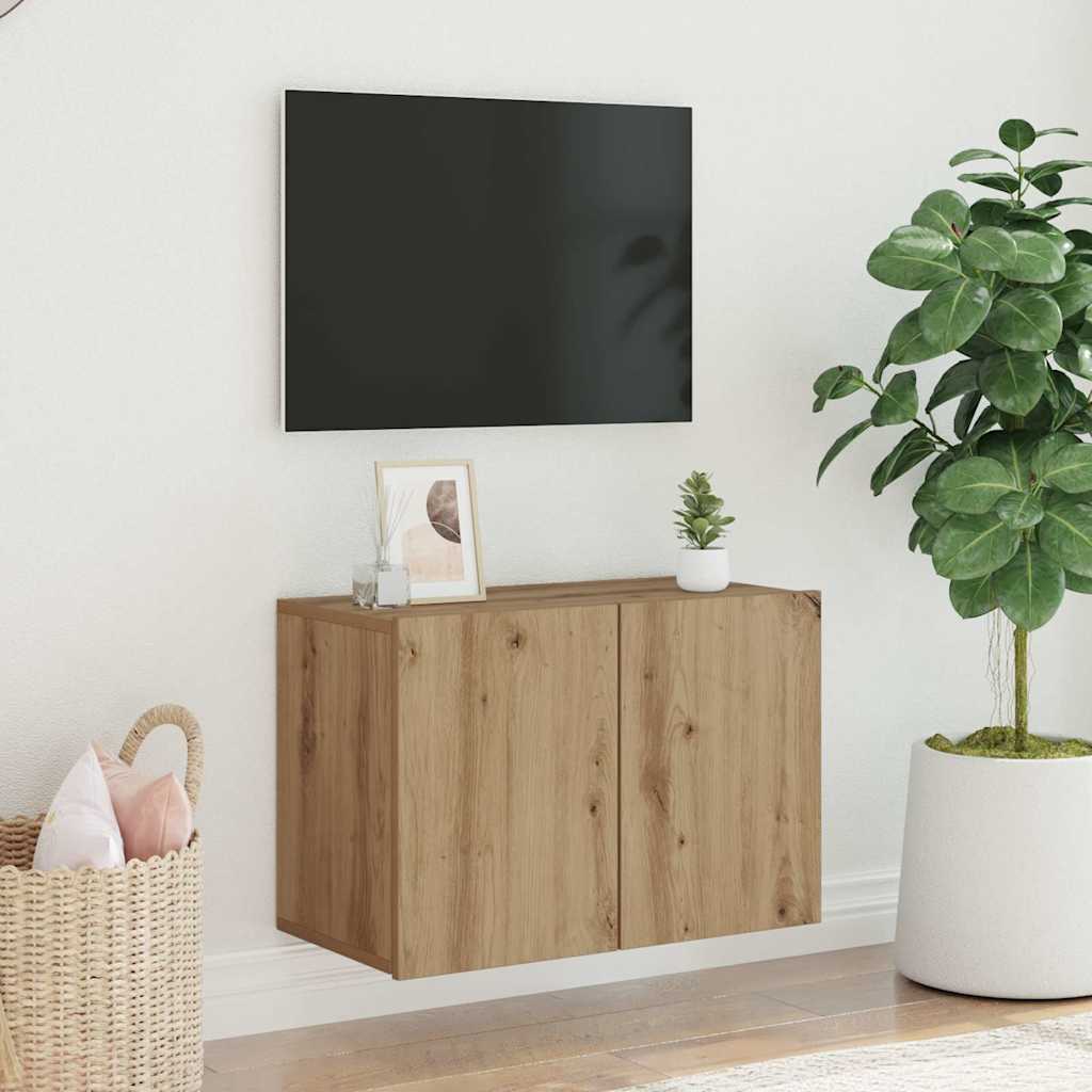 Meuble TV mural chêne artisanal 60x30x41 cm - XIOS