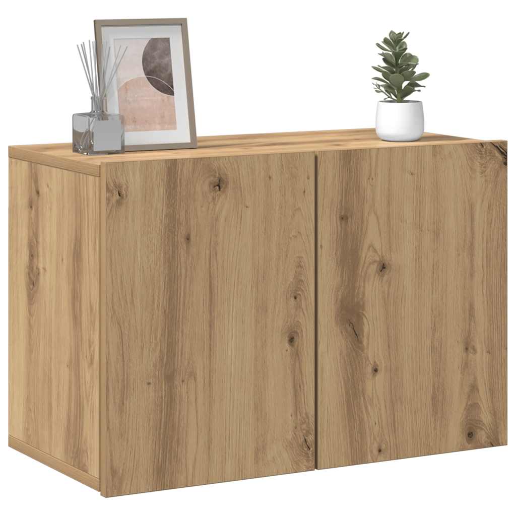 Meuble TV mural chêne artisanal 60x30x41 cm - XIOS
