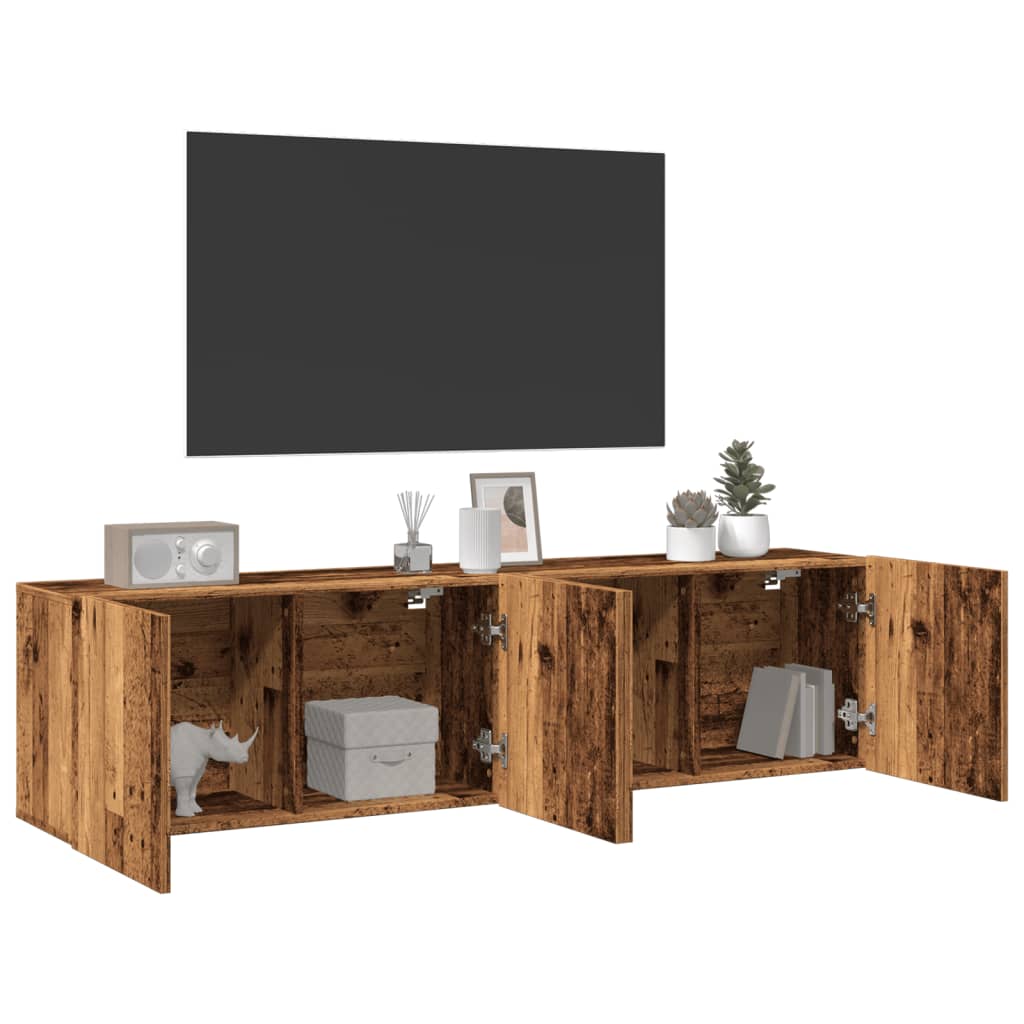 Meubles TV muraux 2 pcs vieux bois 80x30x41 cm - XIOS