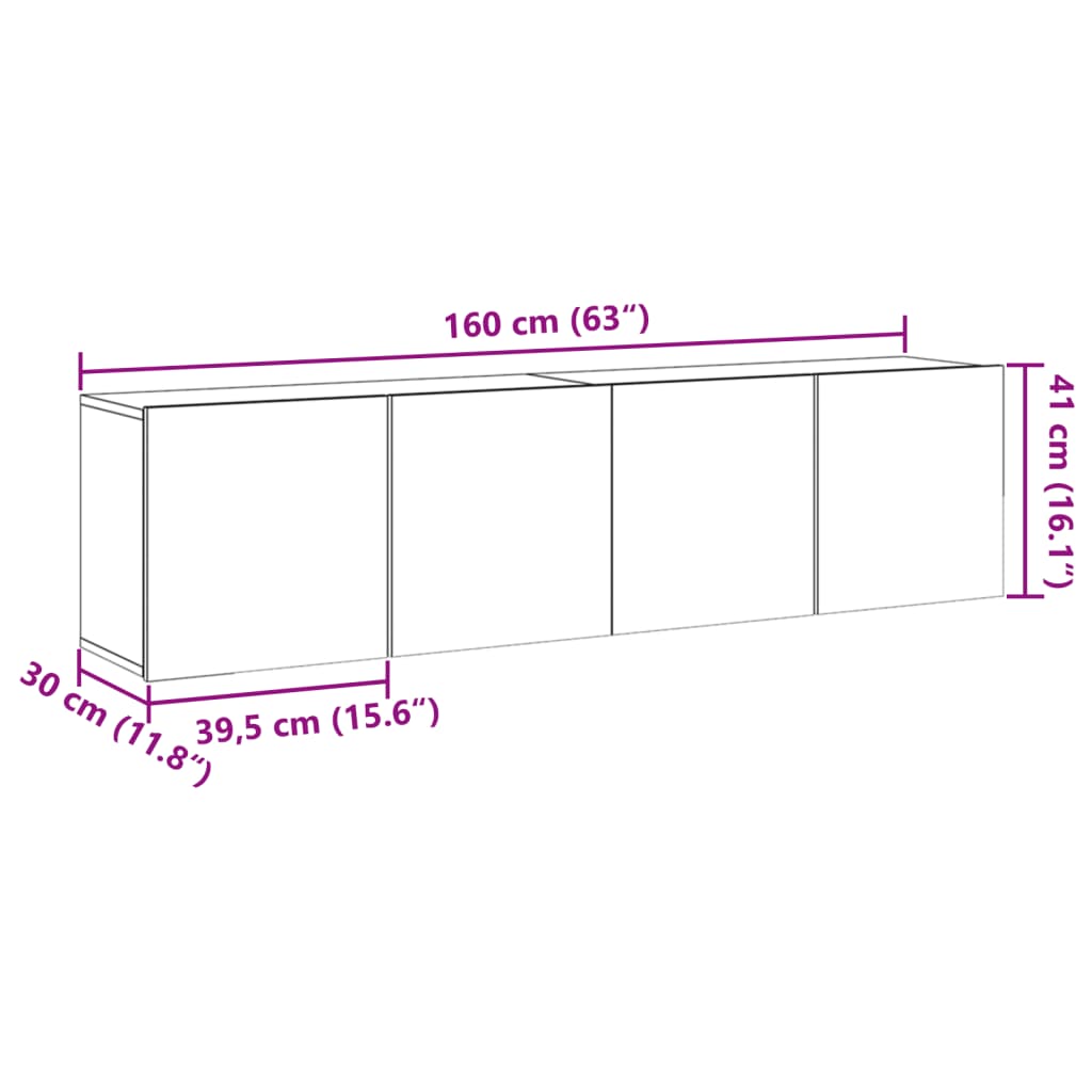 Meubles TV muraux 2 pcs vieux bois 80x30x41 cm - XIOS