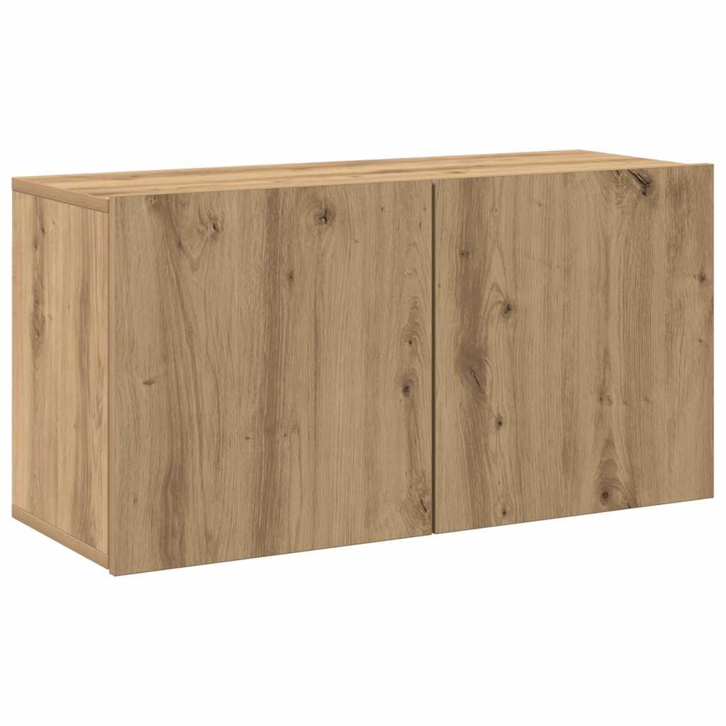 Meuble TV mural chêne artisanal 80x30x41 cm - XIOS