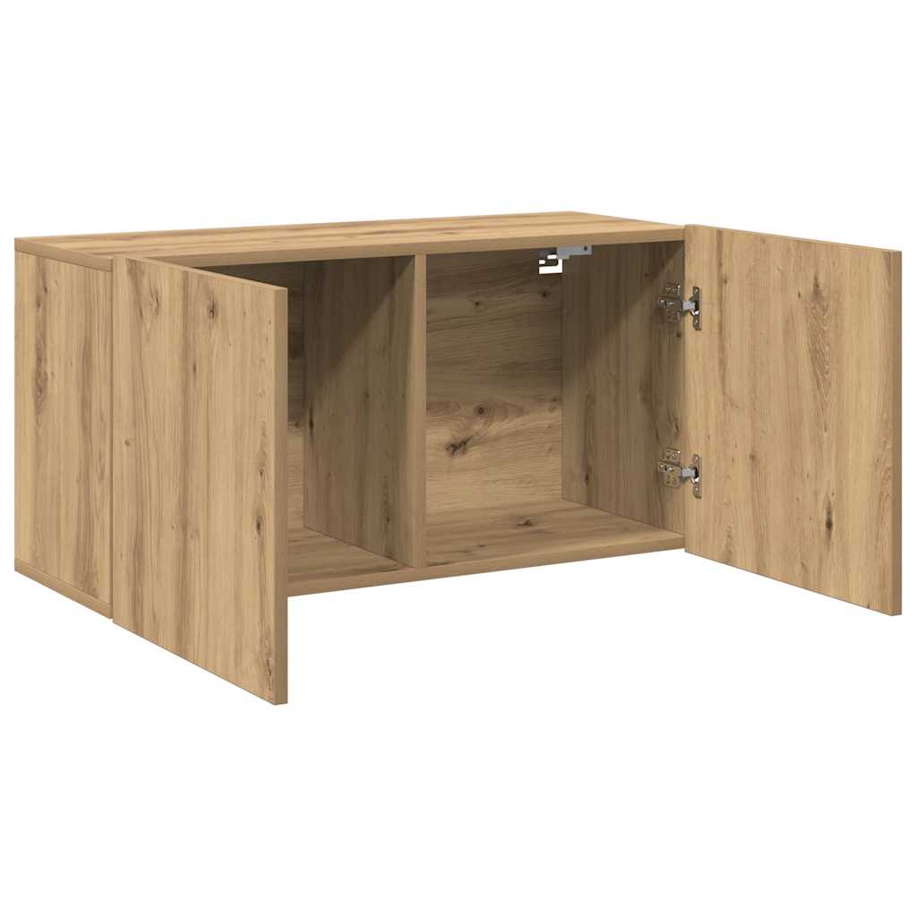 Meuble TV mural chêne artisanal 80x30x41 cm - XIOS