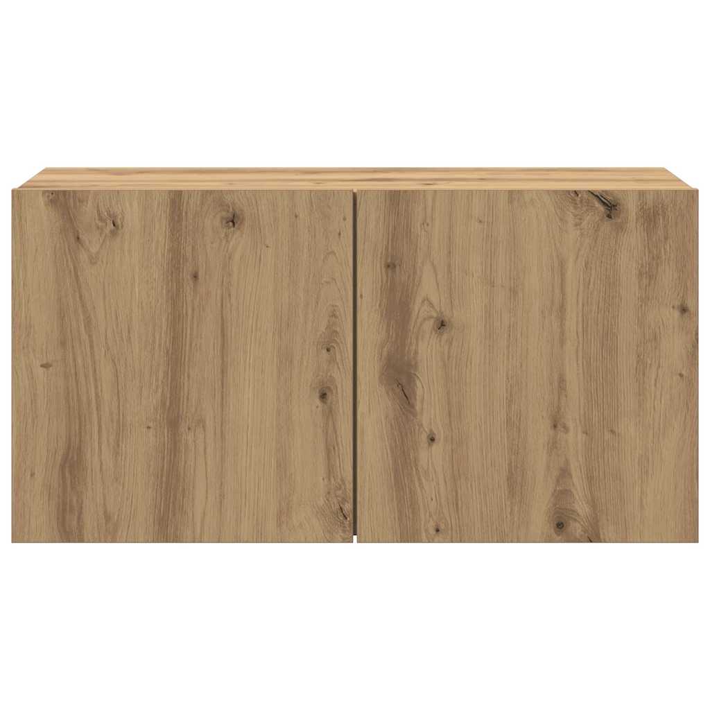 Meuble TV mural chêne artisanal 80x30x41 cm - XIOS