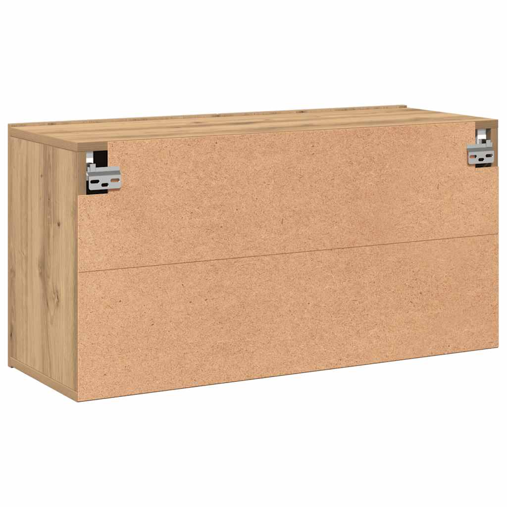 Meuble TV mural chêne artisanal 80x30x41 cm - XIOS