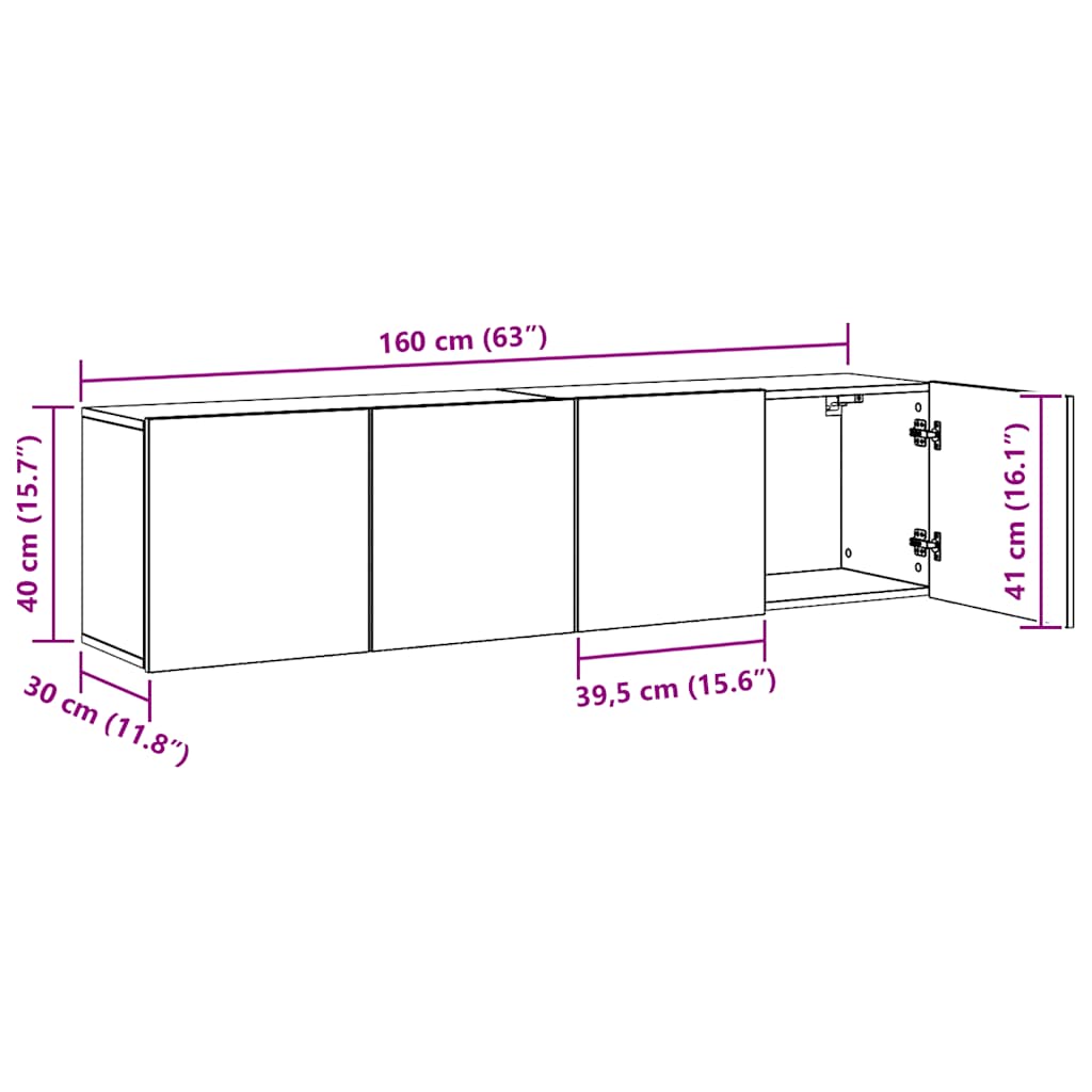 Meubles TV muraux 2 pcs chêne artisanal 80x30x41 cm - XIOS